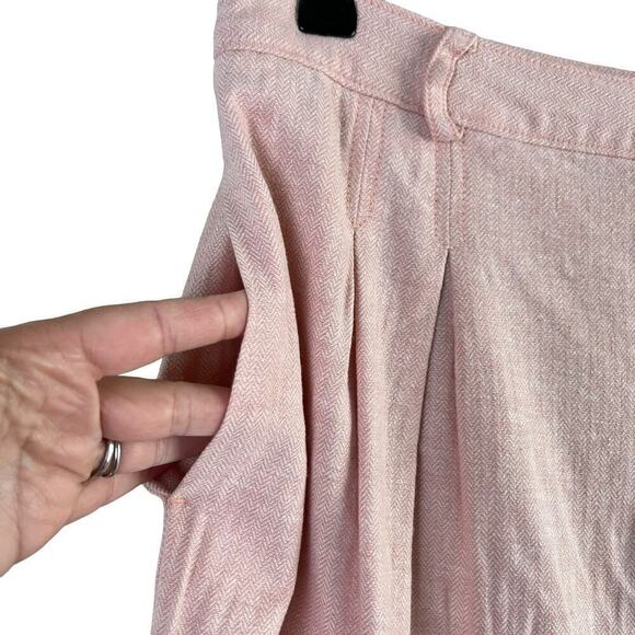 Banana Republic Linen Cotton Midi Skirt‎ Herringbone Sunwashed Pink, Size 12 - Picture 7 of 11
